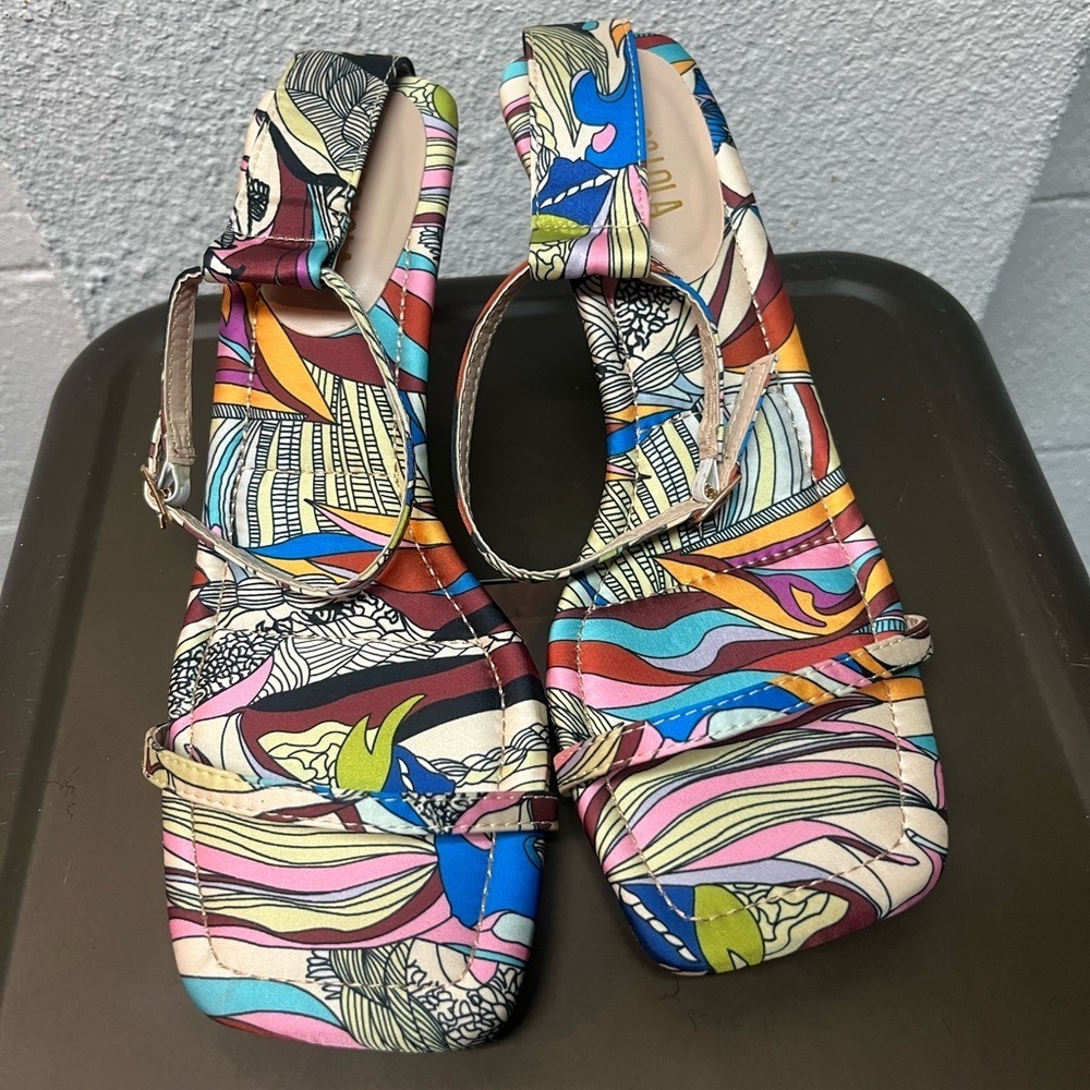 Miss Lola Colorful Patterned Sandals